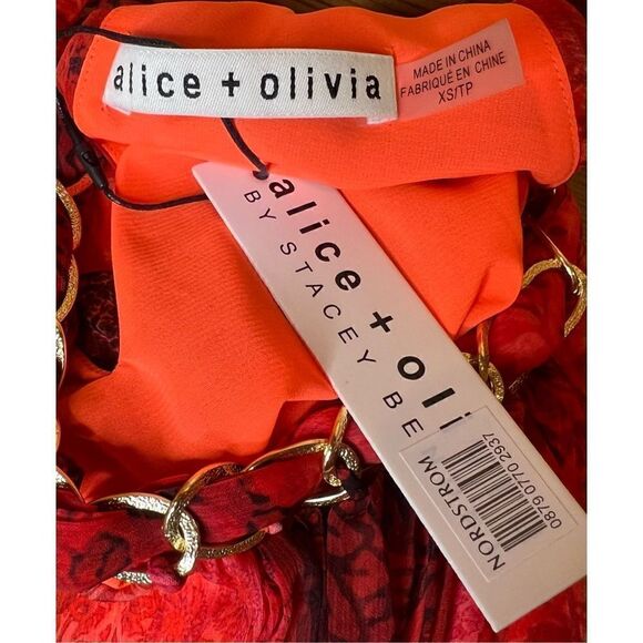 Alice + Olivia Red Alycia Pleated Halterneck Top NWT Size XS - Picture 12 of 13